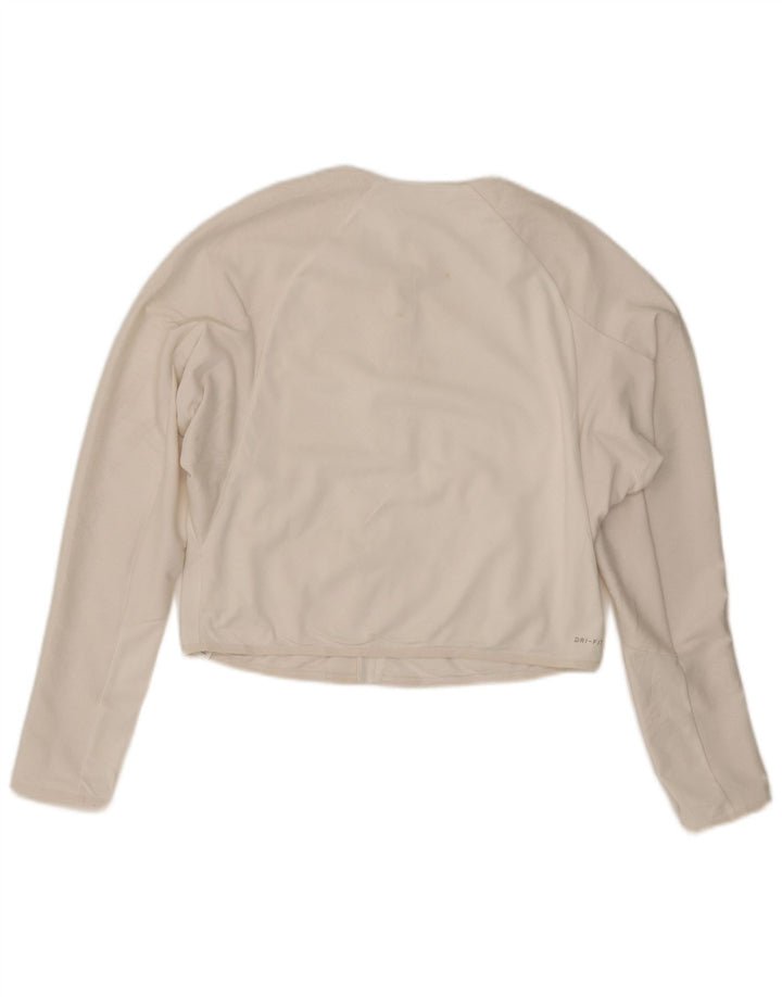 Jachetă de top pentru trening Nike Dri Fit Crop pentru femei UK 16 Poliester alb mare