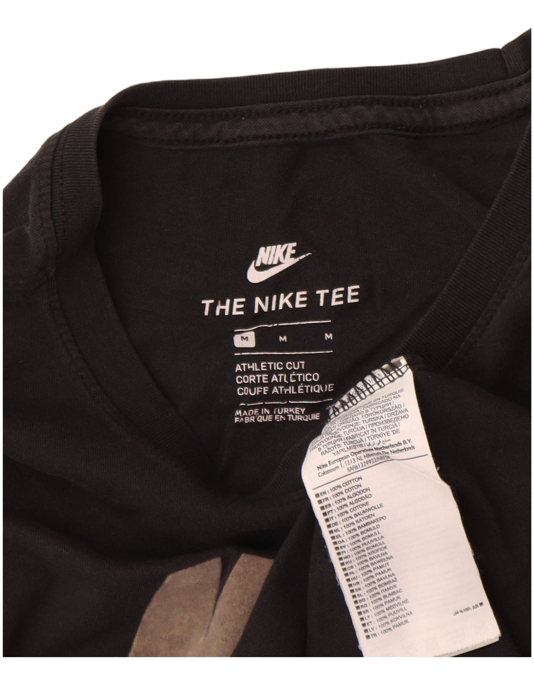 Tricou grafic Nike pentru bărbați, cu croială atletică, top mediu din bumbac negru