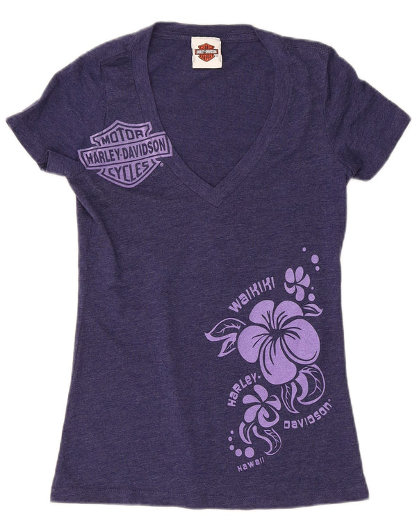 Tricou cu grafic Harley Davidson pentru femei Top UK 8 Small Bleumarin Floral