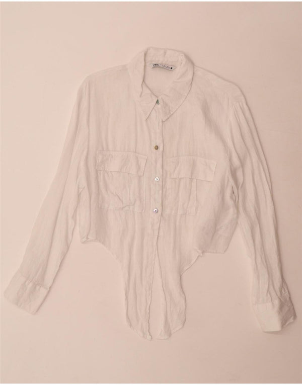 Cămașă Zara pentru femei cu cravată în față, UK 18 XL, in alb