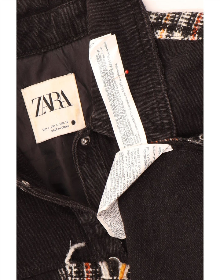 Jachetă de blugi supradimensionată pentru femei Zara UK 10, poliester cu check negru mic