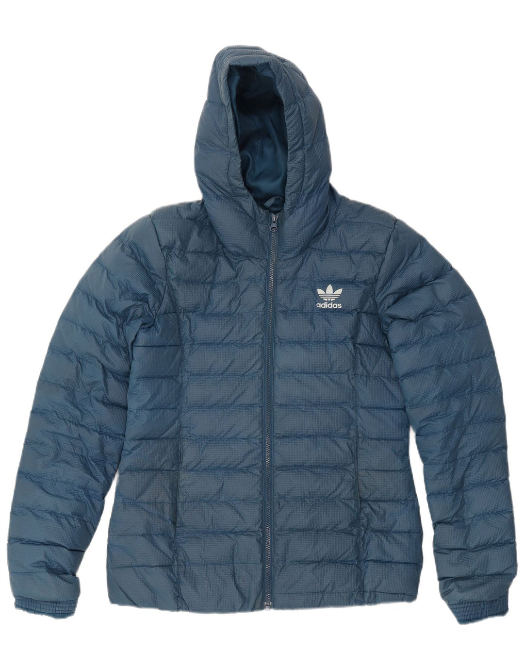 Jachetă căptușită cu glugă Adidas pentru femei UK 14 Medium Blue Nylon