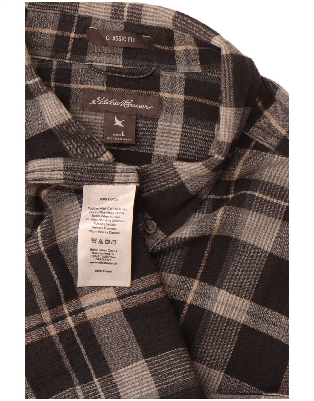 Cămașă de flanel pentru bărbați EDDIE BAUER, mare, gri din bumbac