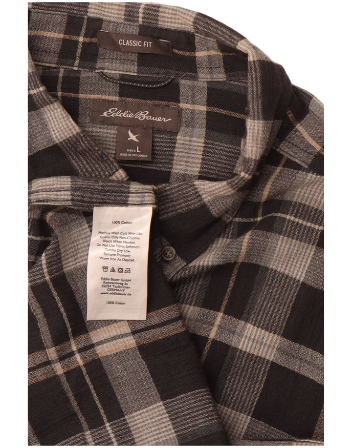 Cămașă de flanel pentru bărbați EDDIE BAUER, mare, gri din bumbac