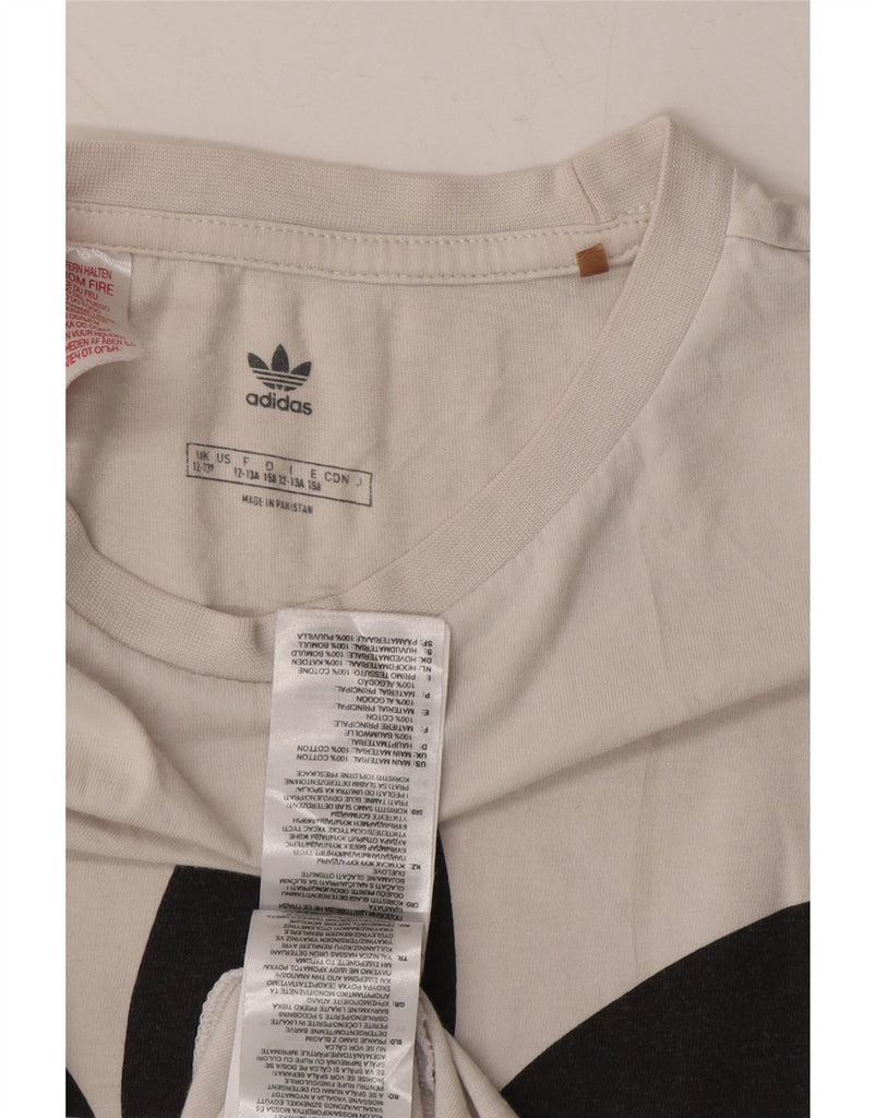 ADIDAS Girls Graphic T-Shirt Top 12-13 Years White Cotton Vintage Adidas and Second-Hand Adidas from Messina Hembry 