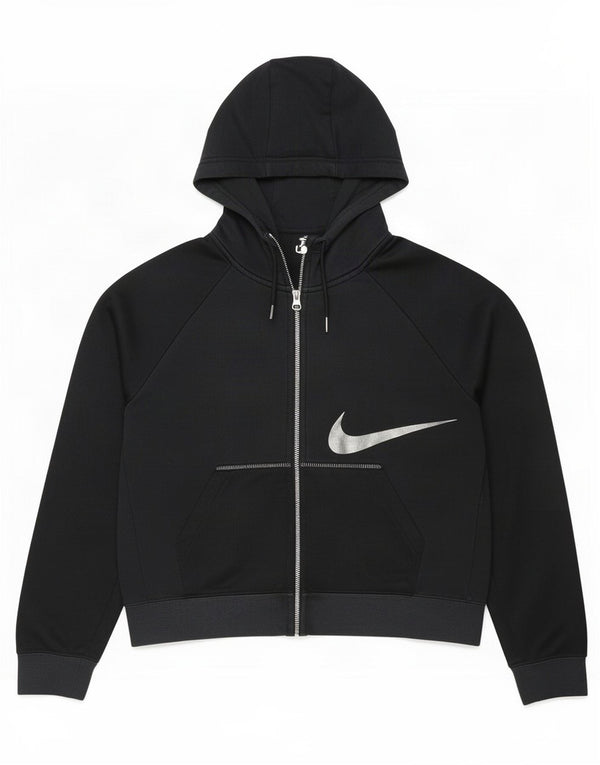 Pulover Nike Oversized Crop Graphic Zip Hoodie pentru femei UK 6 XS Bumbac gri
