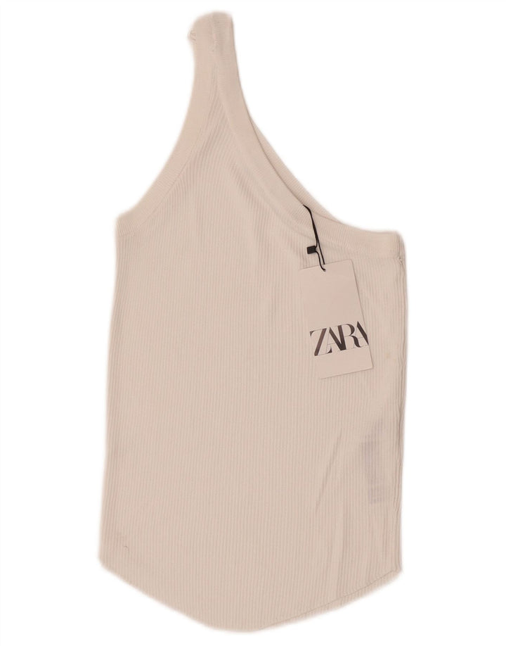 Top cu un umăr pentru femei Zara UK 12 Medium White Viscose