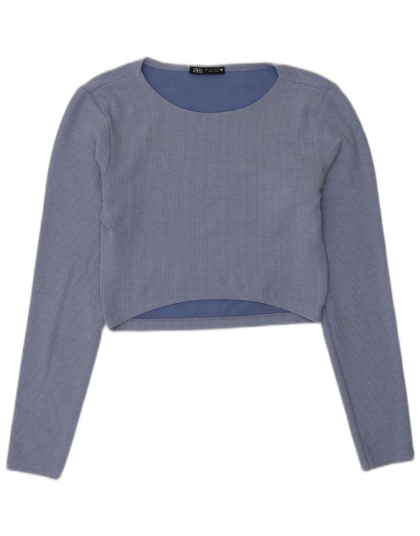 Crop Top pentru femei Zara UK 12 Medium Blue Poliester