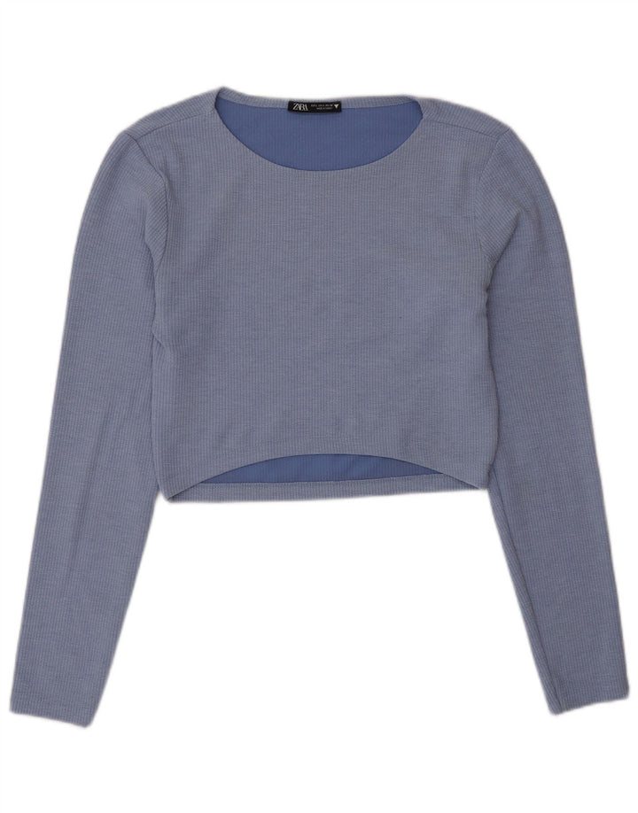 Crop Top pentru femei Zara UK 12 Medium Blue Poliester