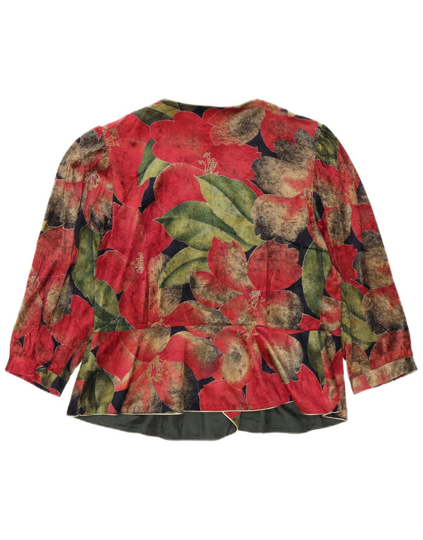 Bluză cămașă vintage pentru femei cu mâneci 3/4 IT 46 mare, multicoloră, florală