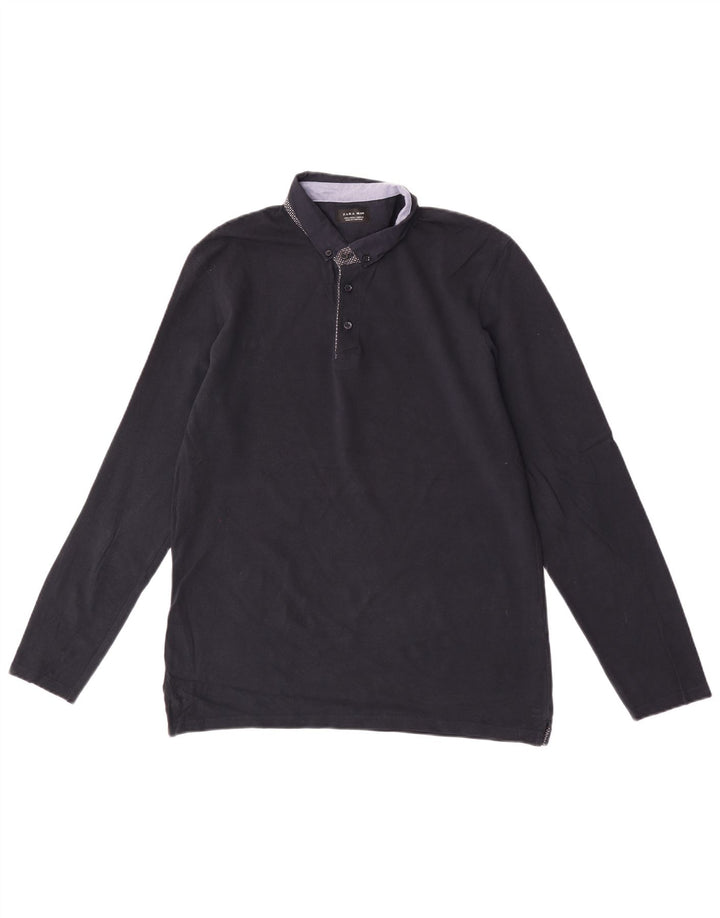Cămașă polo cu mânecă lungă pentru bărbați Zara, mare, bleumarin