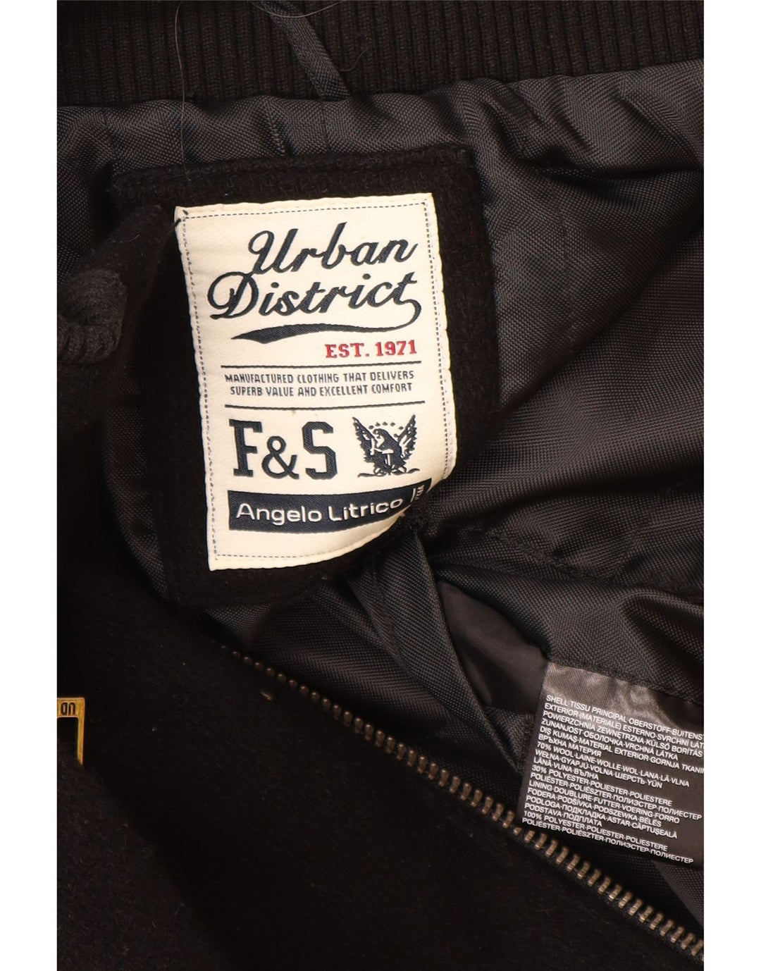 ANGELO LITRICO Jachetă militară pentru bărbați UK 42 XL Lână neagră