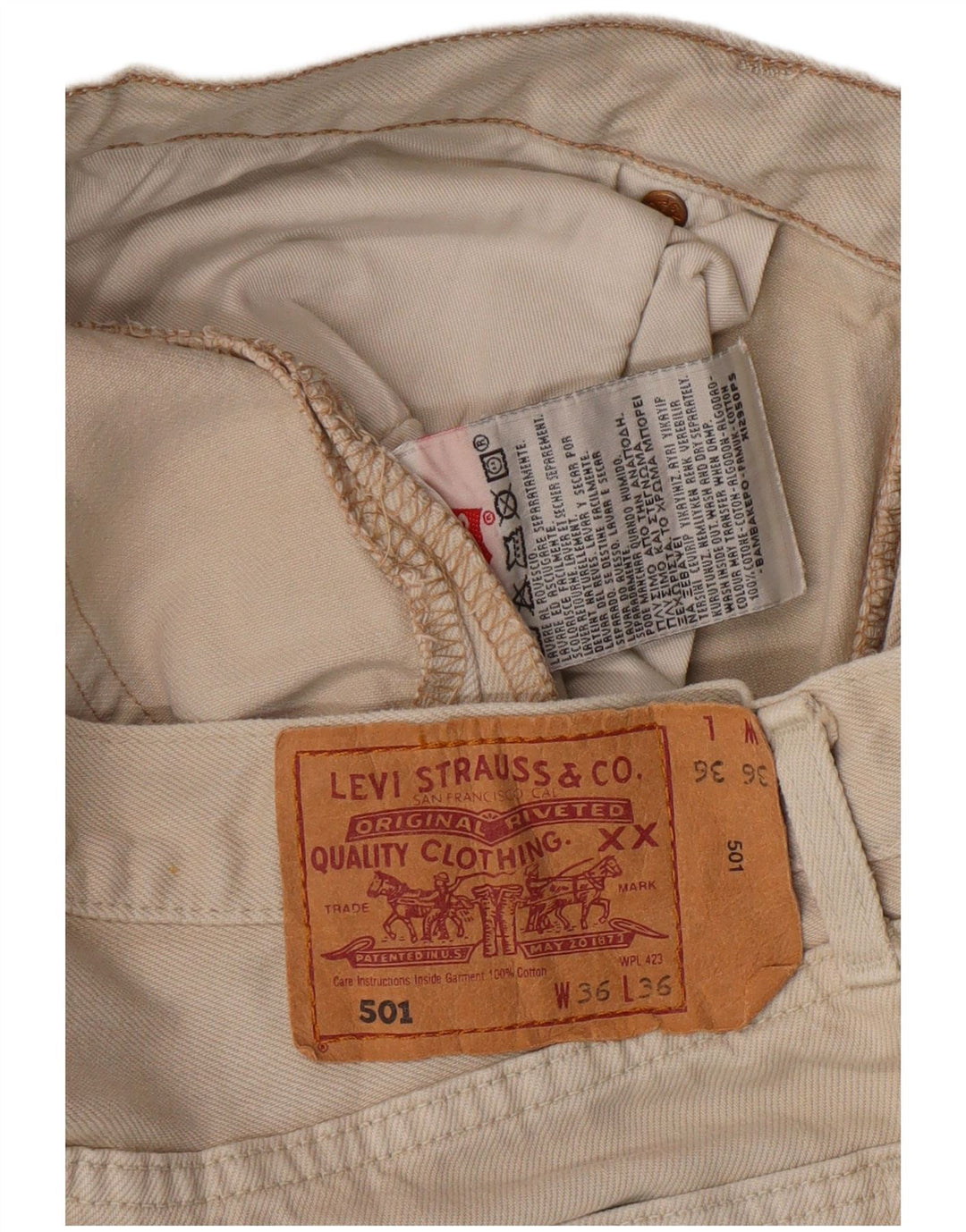 LEVI'S Blugi 501 drepti pentru bărbați W36 L31 bumbac bej