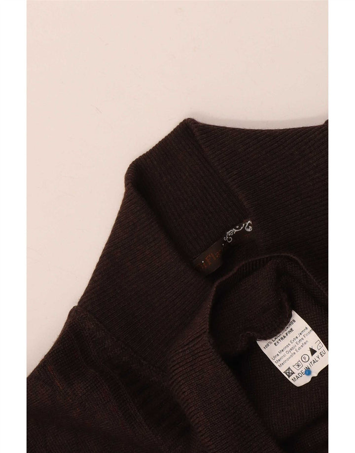Pulover Cardigan Vintage pentru bărbați cu croială regulată, maro mediu, lână merinos Clasic