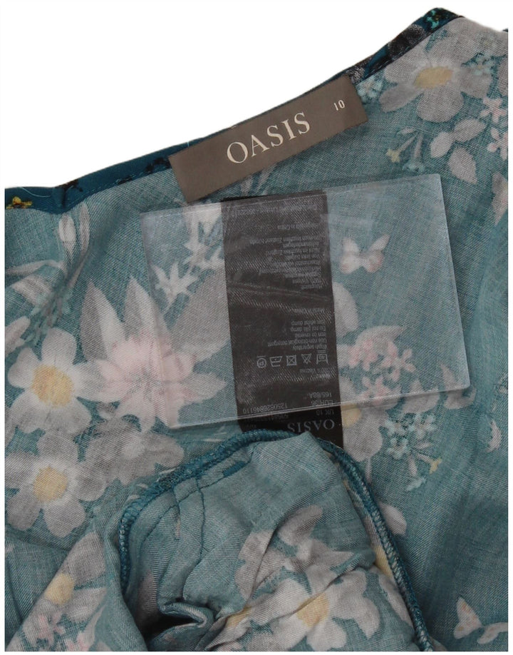 OASIS Womens Off Shoulder Playsuit UK 10 Small Blue Floral Viscose