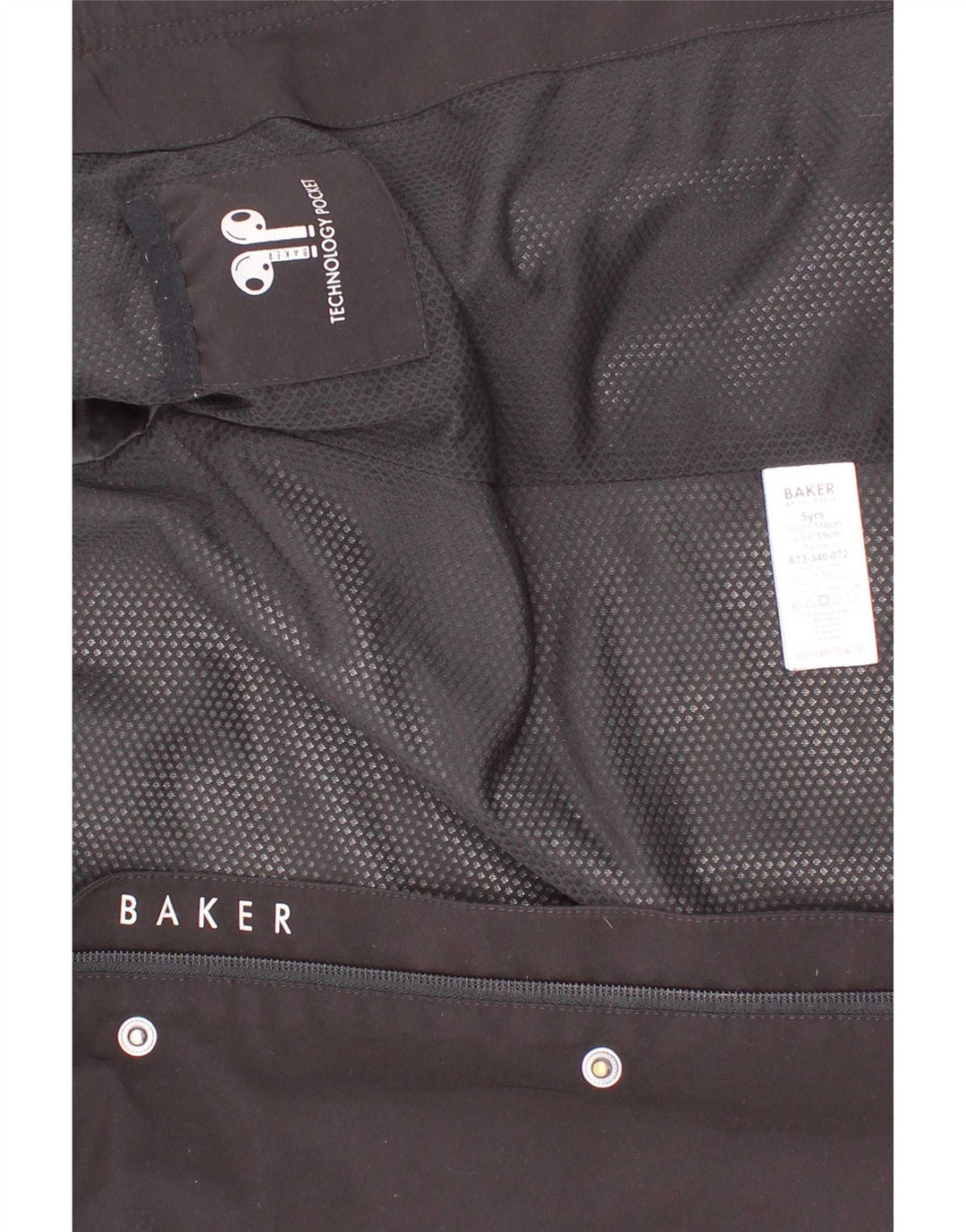 Jachetă de ploaie cu glugă grafică Ted Baker pentru băieți, 4-5 ani, poliester negru