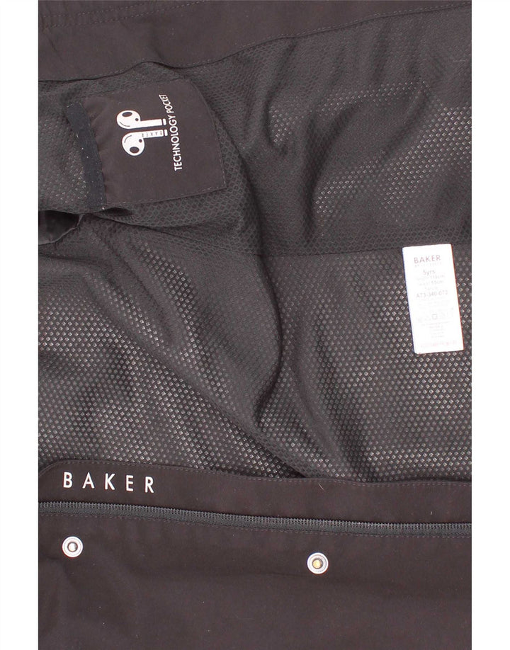 Jachetă de ploaie cu glugă grafică Ted Baker pentru băieți, 4-5 ani, poliester negru
