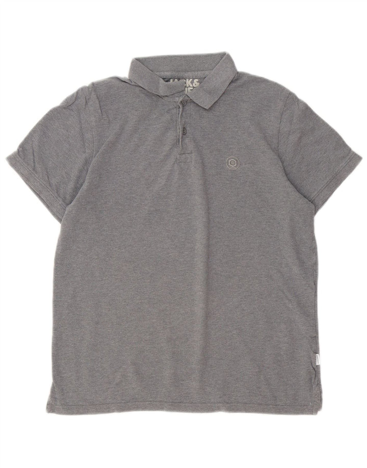 Tricou polo Jack & Jones pentru bărbați, bumbac cu pete gri mediu