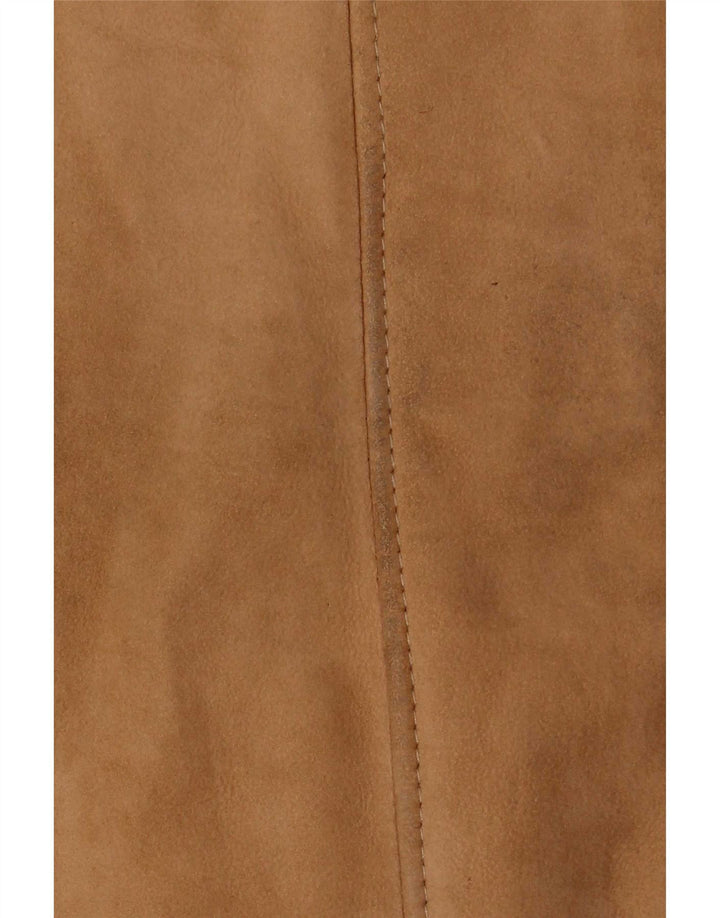 Jachetă din shearling cu glugă vintage pentru femei UK 12 Bej mediu