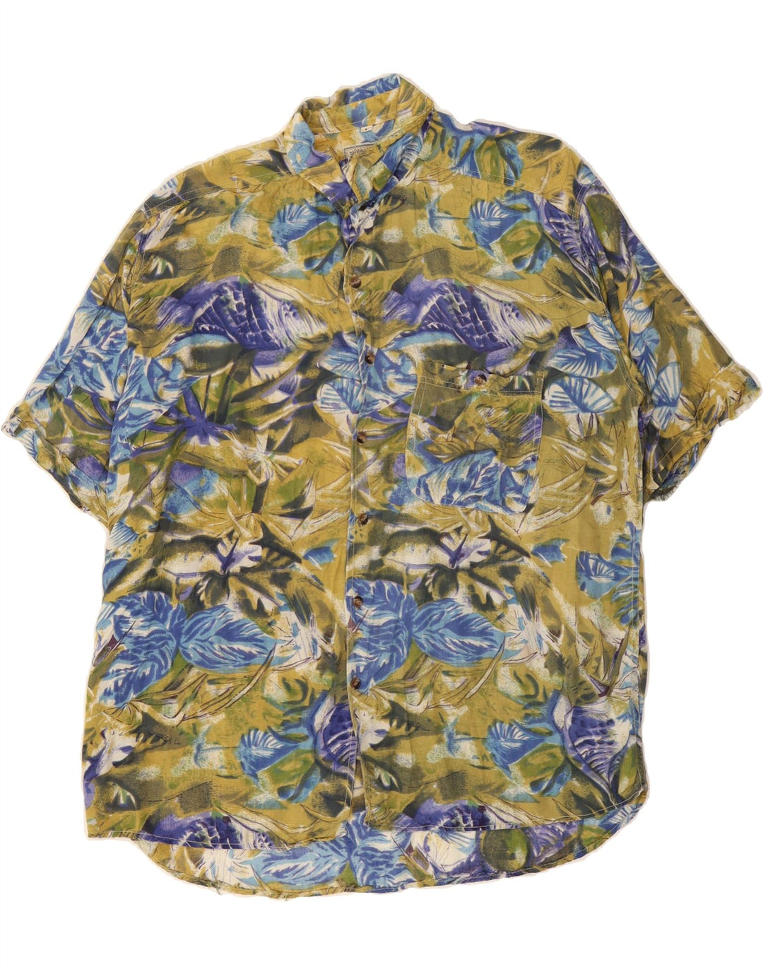OZONE Mens Short Sleeve Shirt Large Green Floral Vintage Ozone and Second-Hand Ozone from Messina Hembry 