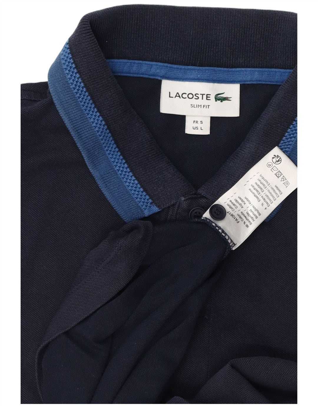 Tricou polo pentru bărbați LACOSTE Slim Fit Mărimea 5 mare din bumbac bleumarin