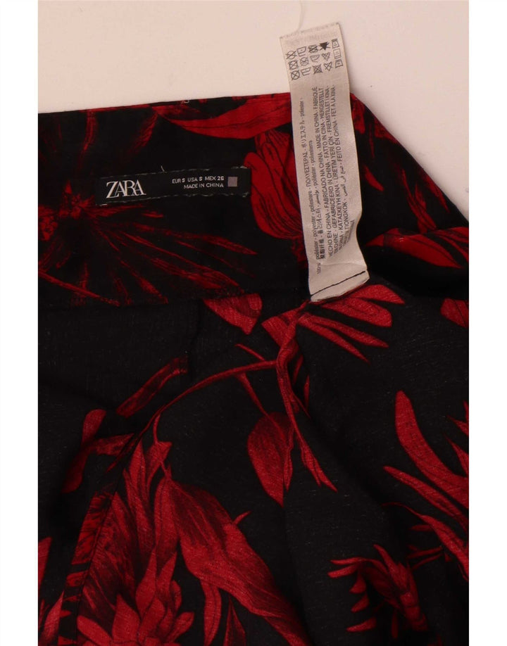 Fusta Mini Zara Femei Mică W26 Poliester Floral Negru