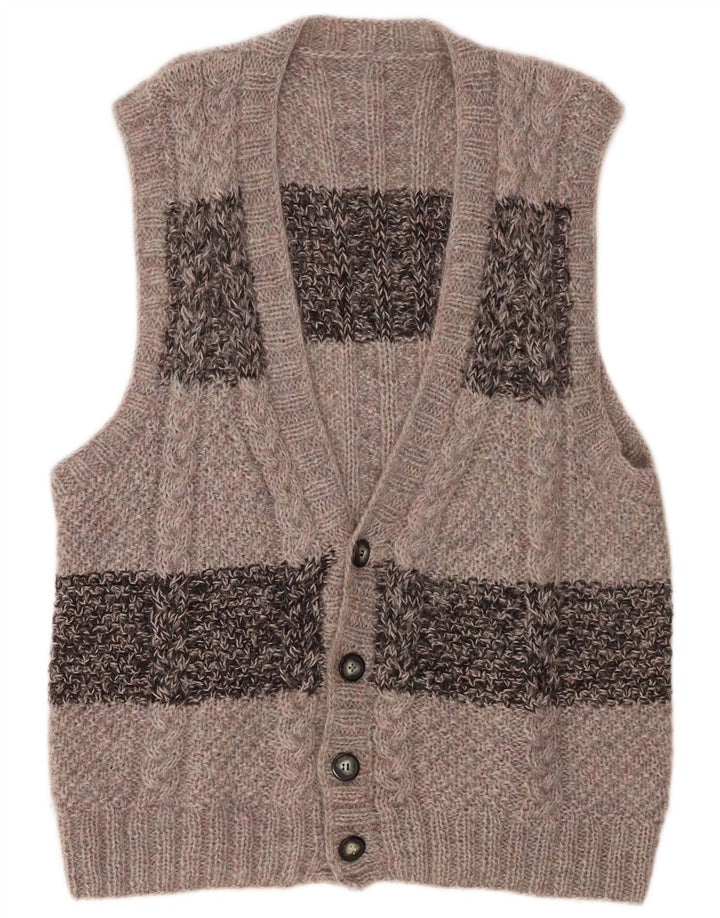 Cardigan Vintage fără mâneci pentru bărbați, mare, gri Colorblock