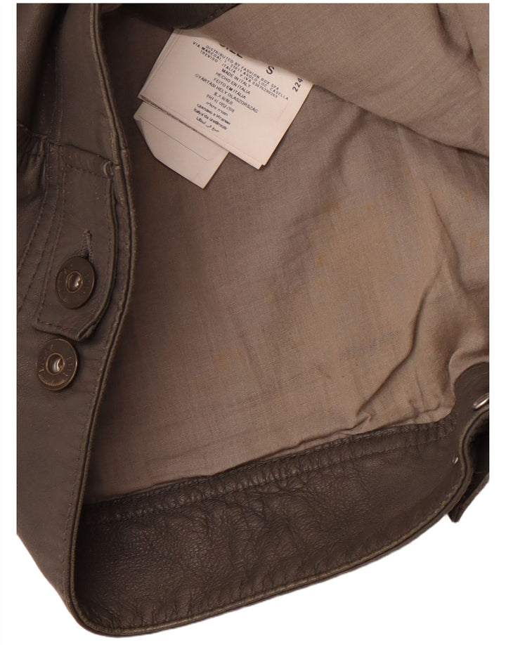 REPLAY Jachetă de piele pentru femei UK 10 Mic din piele gri