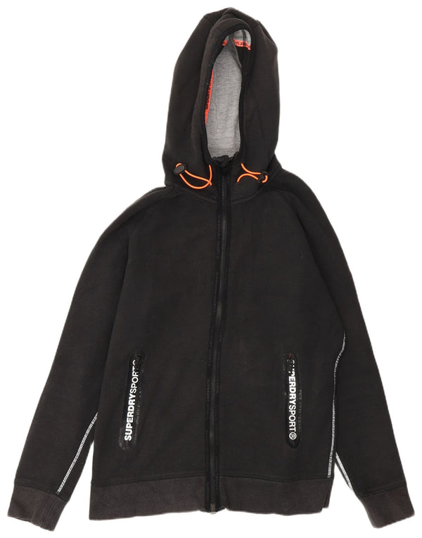 Pulover Superdry pentru damă, cu fermoar și grafic, bumbac negru mediu UK 14