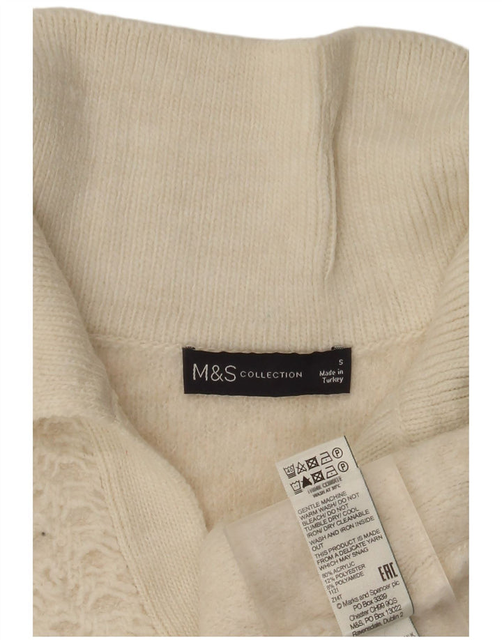 Pulover cu gât polo supradimensionat pentru femei Marks & Spencer UK 10 Mic Alb