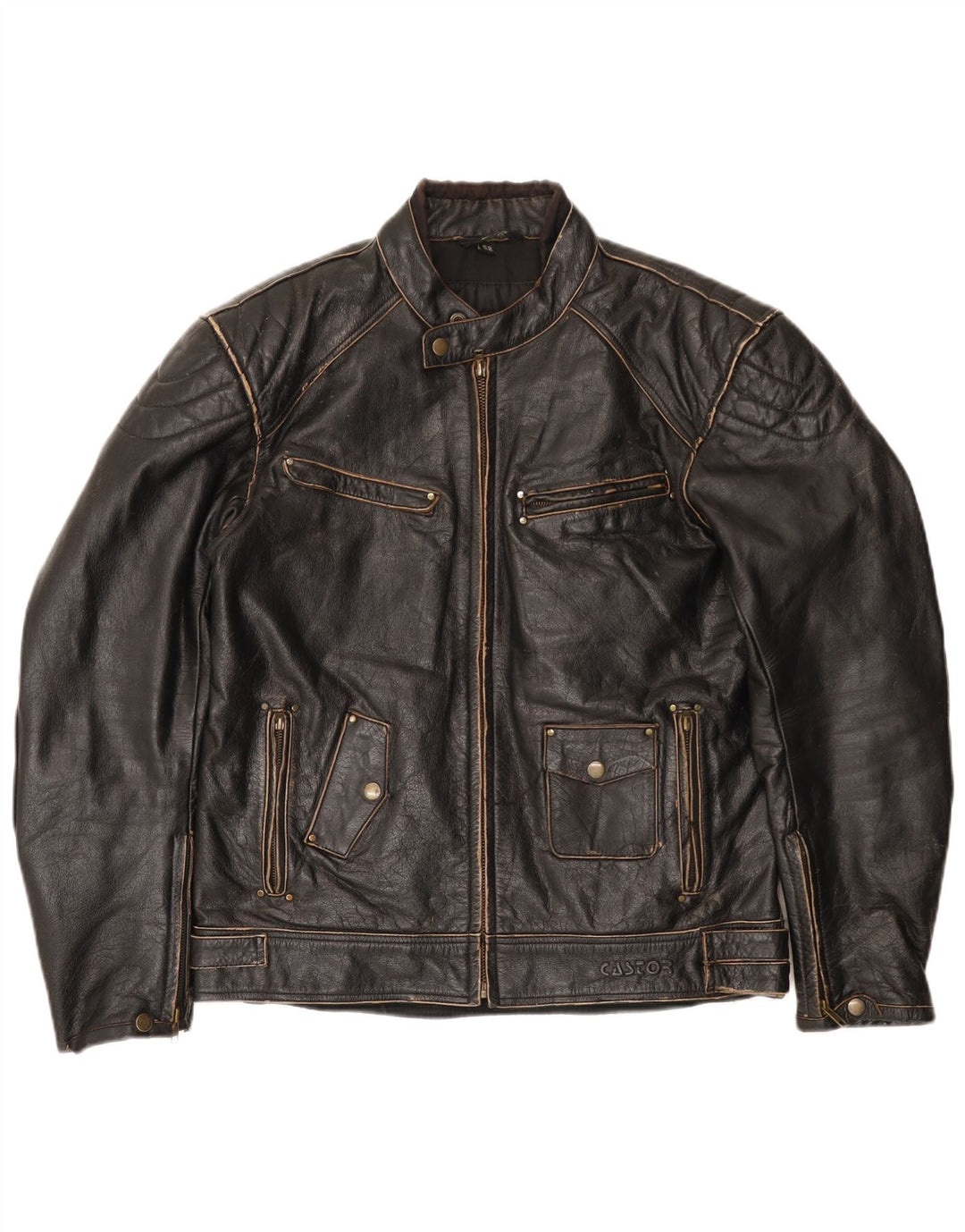 Jachetă vintage din piele pentru bărbați EU 52 XL din piele neagră
