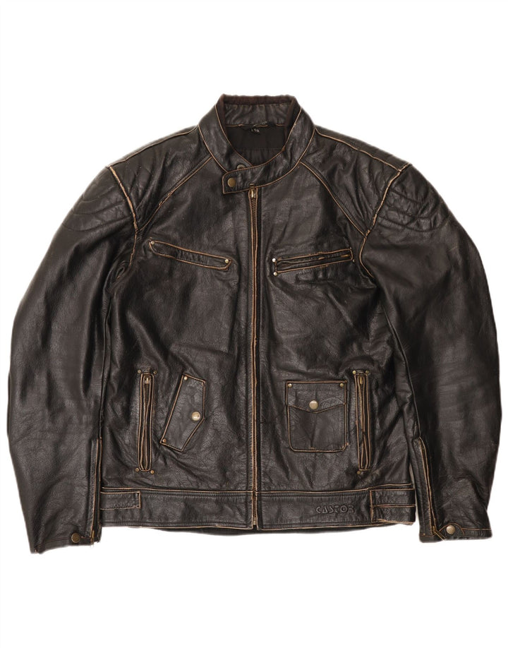 Jachetă vintage din piele pentru bărbați EU 52 XL din piele neagră