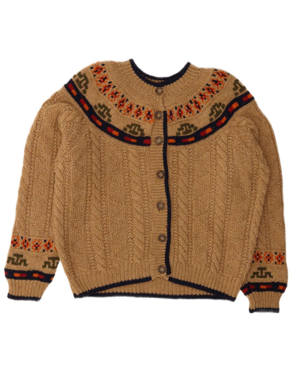 Pulover cardigan pentru femei BENETTON UK 14 mare, bej, Fair Isle