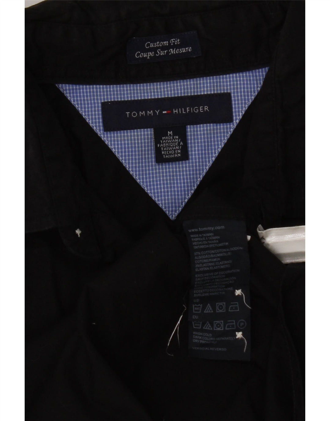 Cămașă personalizată pentru bărbați Tommy Hilfiger, bumbac mediu negru