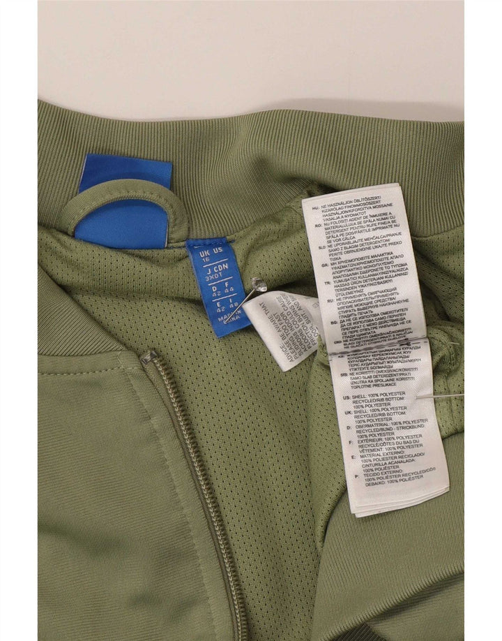Jachetă de top pentru trening grafic Adidas pentru femei UK 16 Poliester verde mare