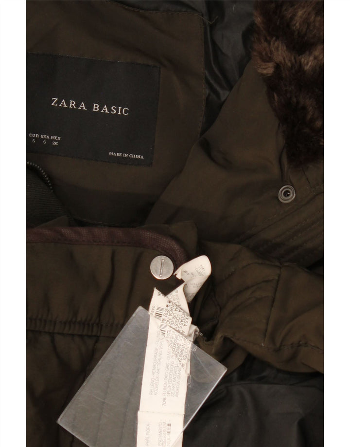 Palton căptușit pentru femei Zara UK 10 Small Khaki Acrylic