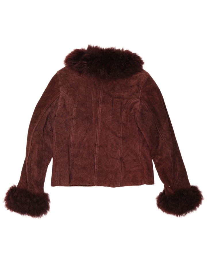 Jachetă vintage pentru femei Sherpa UK 10 Small Burgundy