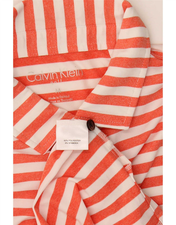 Tricou polo Calvin Klein pentru bărbați, poliester cu dungi portocaliu mediu