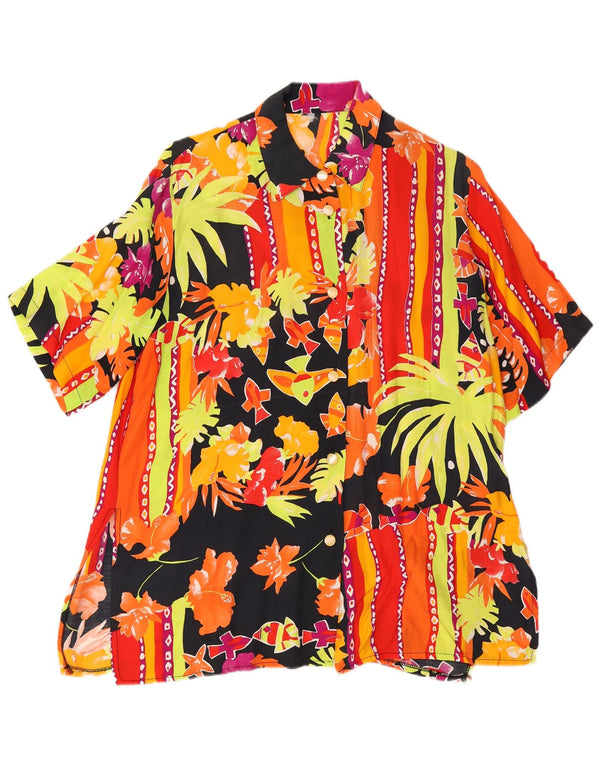 Bluză vintage cămașă cu mânecă scurtă pentru femei UK 18 XL, multicoloră, florală
