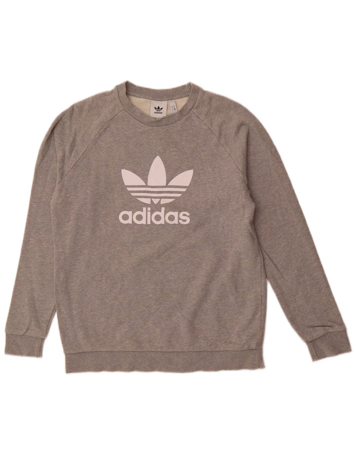 ADIDAS Mens Graphic Sweatshirt Jumper Medium Grey Cotton
