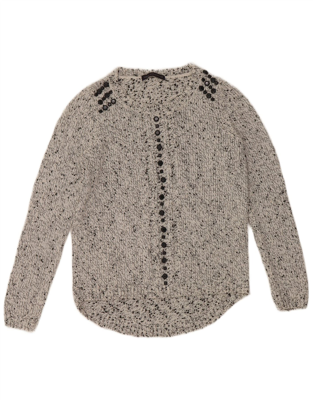 Pulover pentru femei Marks & Spencer cu gâtul cu barca UK 12 Medium Gri Pete