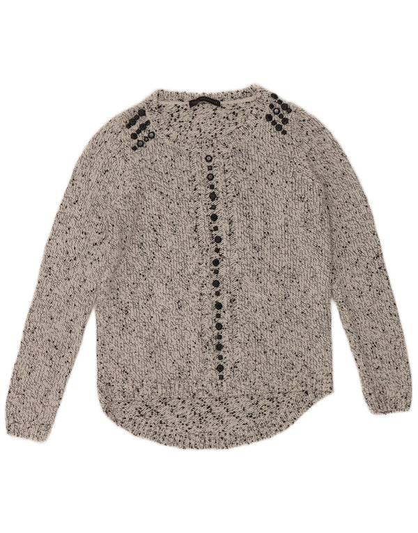 Pulover pentru femei Marks & Spencer cu gâtul cu barca UK 12 Medium Gri Pete