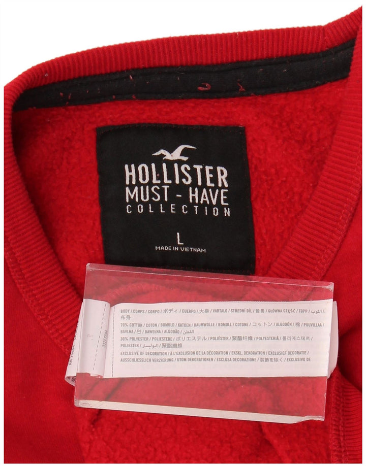 Hanorac grafic pentru bărbați HOLLISTER Pulover mare bumbac roșu