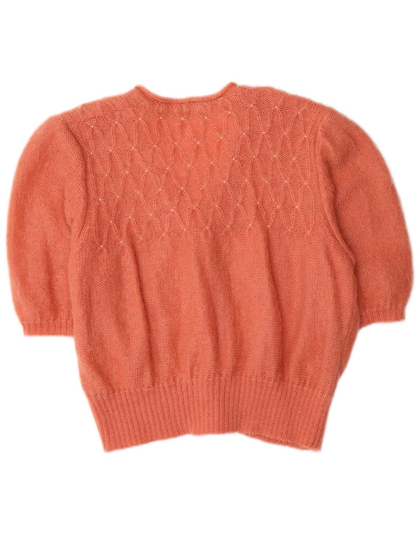 Cardigan vintage cu mânecă scurtă pentru femei UK 14 mare portocaliu