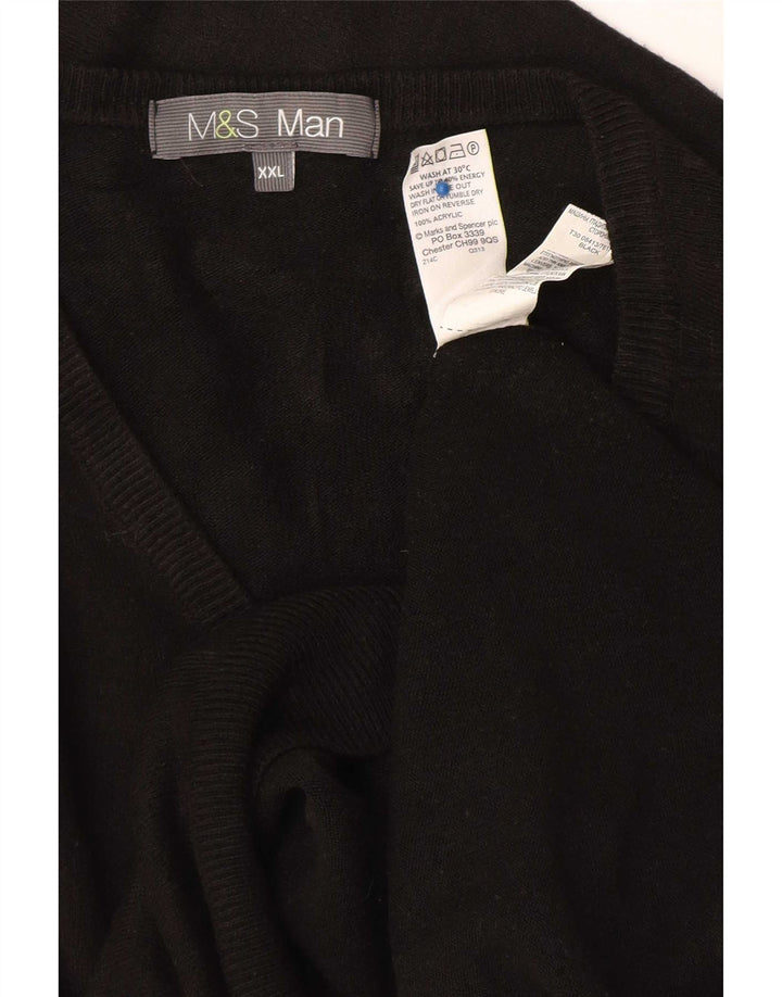 Pulover pentru bărbați Marks & Spencer, cu decolteu în V, 2XL, acrilic negru
