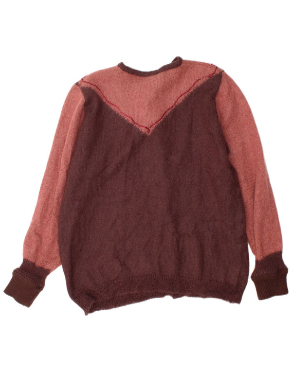 Pulover Cardigan Vintage pentru femei UK 18 XL Maroon Colorblock