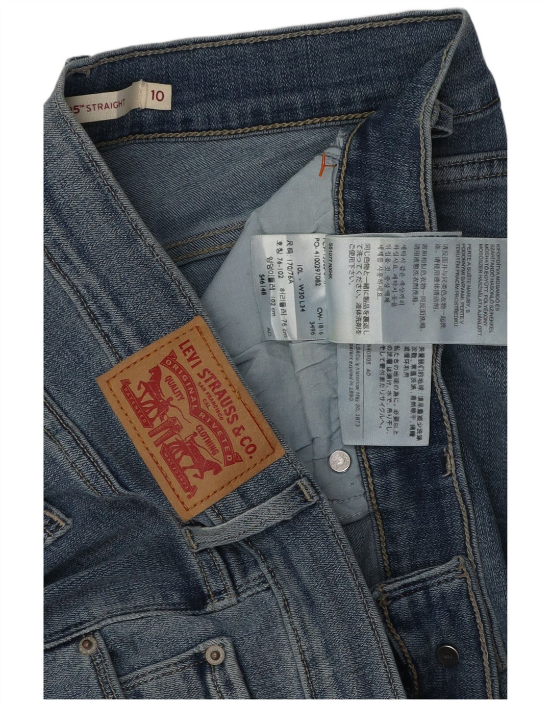 Blugi lungi drepti pentru femei LEVI'S US 10 Large W30 L34 Blue Bumbac