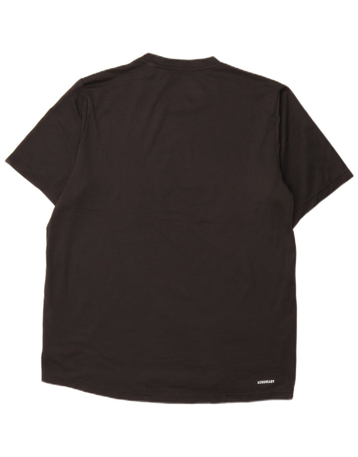Tricou cu grafic Aeroready Adidas pentru bărbați Top mare din poliester negru
