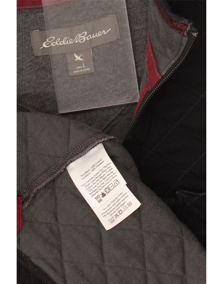 Hanorac cu fermoar pentru bărbați Eddie Bauer Pulover mare din bumbac negru