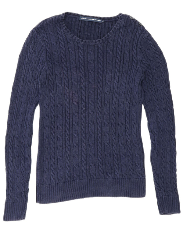 Pulover pentru femei Ralph Lauren, cu gât de barcă, UK 10, bumbac, albastru bleumarin mic